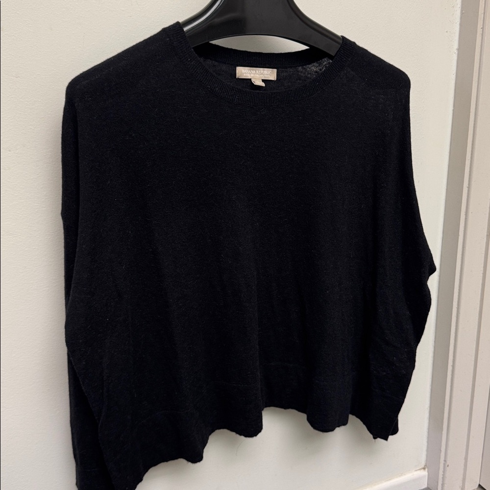 Vintage 90s Banana Republic crop square  Black Knit Sweater XL